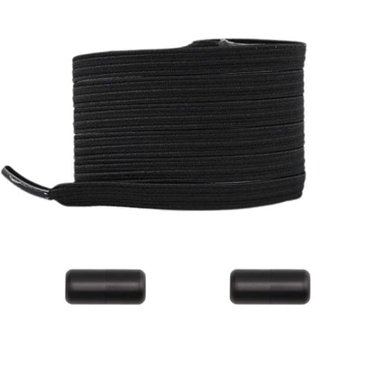 Zwarte platte elastische veters met capsulesluiting voor een tijdloze en comfortabele stijl