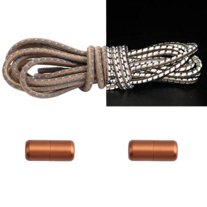 Reflecterende ronde 3 mm elastische veters khaki met draaicapsule sluiting voor een neutrale, zichtbare stijl