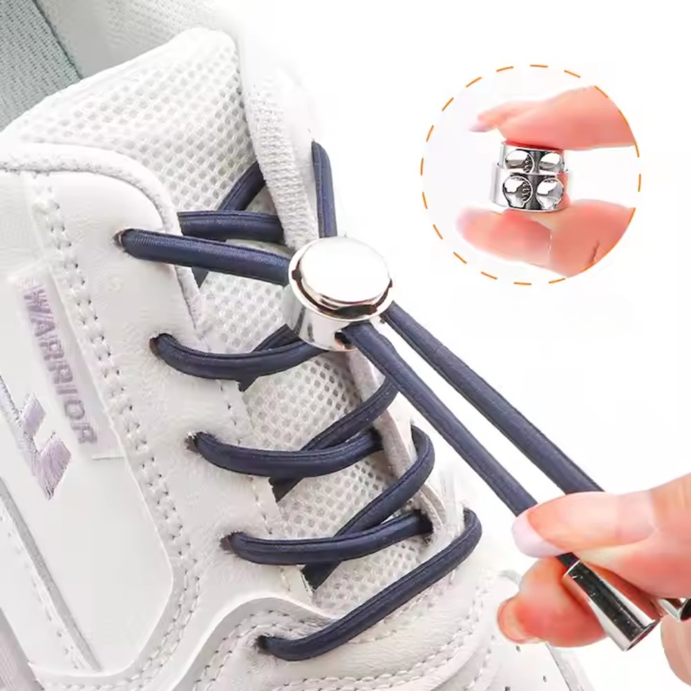 robust-oval-elastic-no-tie-shoelaces-blue-metal-lock-laced-in-shoe-side-angle-display