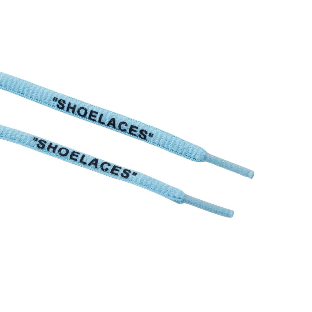 Ronde Off-White Shoelaces lichtblauw close up