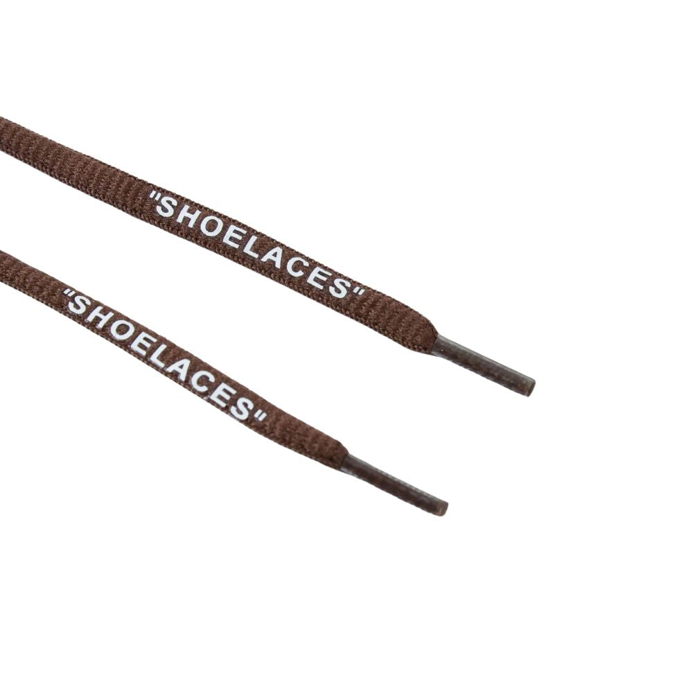 Ronde Off-White Shoelaces bruin close up