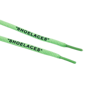 Ronde Off-White Shoelaces fluorescerend groen close up