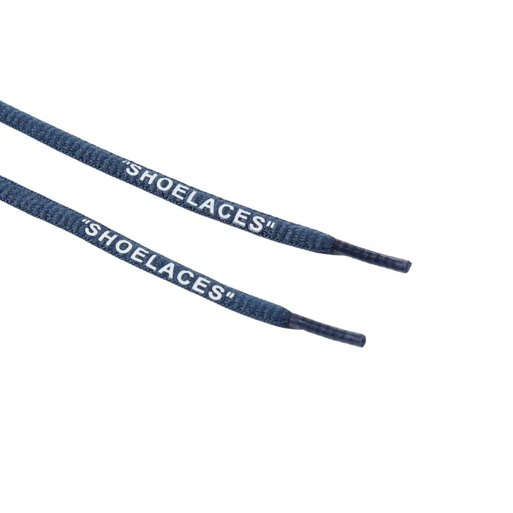 Ronde Off-White Shoelaces marine blauw close up