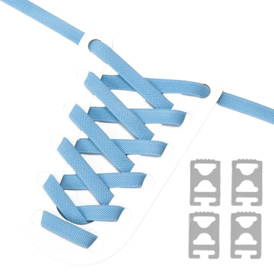 Elastische veters (9 mm) met onzichtbare clip en anti-slip structuur in de kleur hemelsblauw, voor een luchtige en moderne look.
