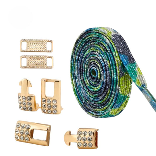 Bling elastische veters splash plat met gouden sluiting