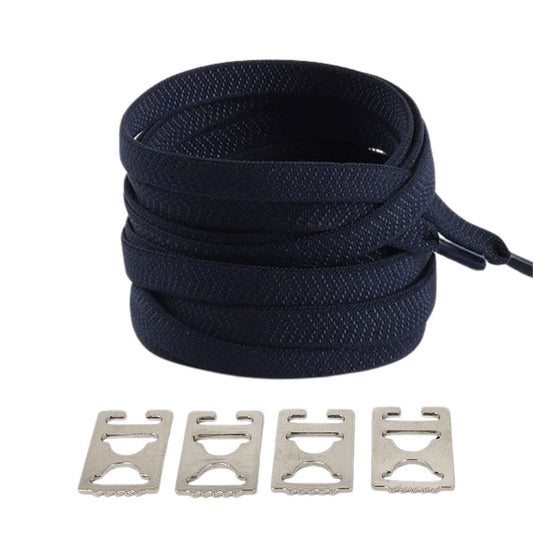 Marineblauwe textuur elastische veters zonder strikken met onzichtbare clip