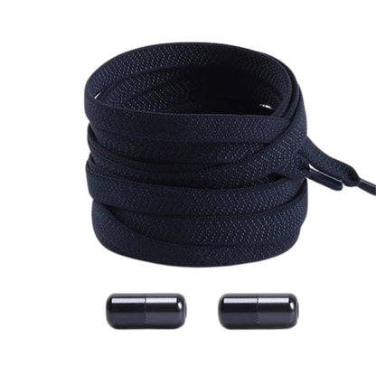 Navy blue textured elastic no-tie shoelaces with a twist capsule lock.