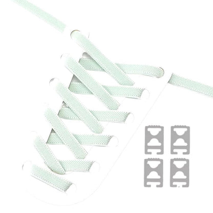 Platte 9 mm elastische veters in lichtgroen met clipjes voor onzichtbaar strikken, ideaal voor senioren in één handomdraai