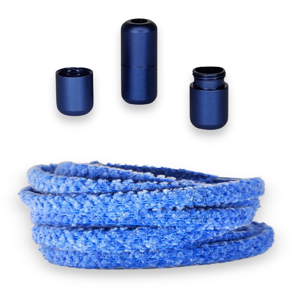 Agletless fuzzy elastische veters met snelsluiting - donkerblauw