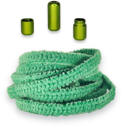 Agletless fuzzy elastische veters met snelsluiting - groen