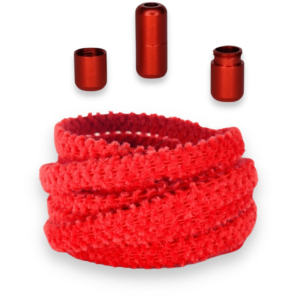 Agletless fuzzy elastische veters met snelsluiting - rood