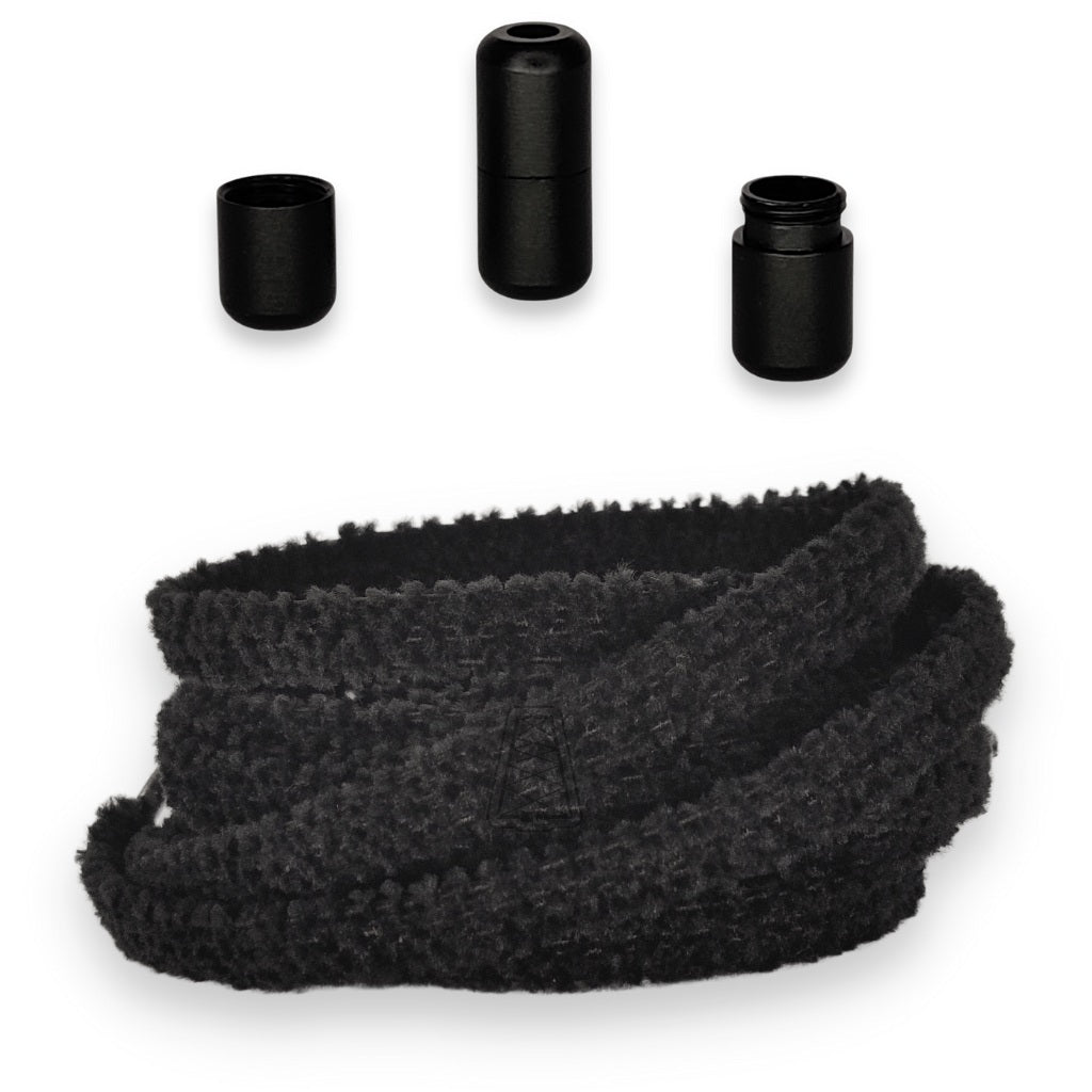 Agletless fuzzy elastische veters met snelsluiting - zwart