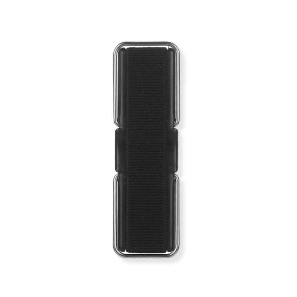 Pinkless Elastische Telefoongrip in elegant zwart, voor een tijdloze en chique uitstraling.